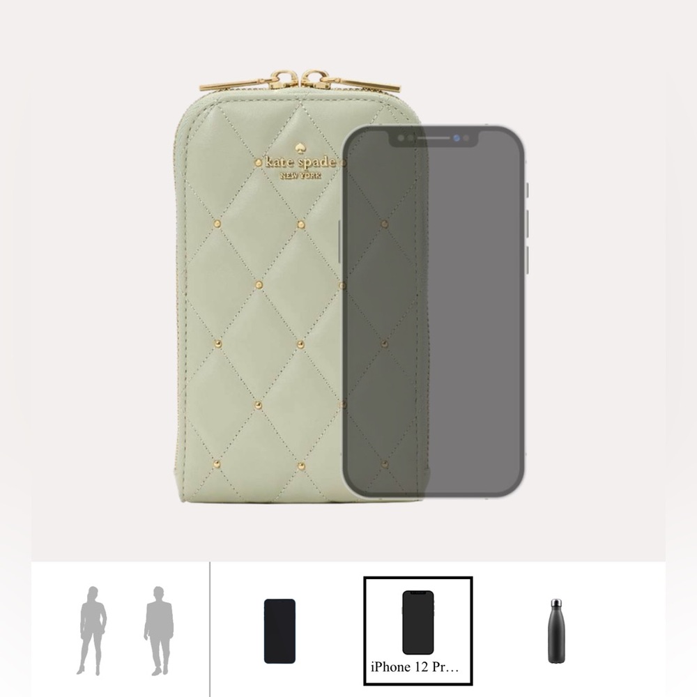 Kate Spade 18k Gold Hardware Carey Quilted Studded Phone Chain Crossbody - Picture 9 of 11